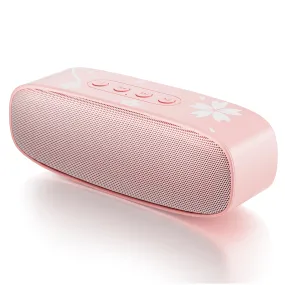 Mytrix Sakura Pink Cherry Blossom Bluetooth Speaker, Portable Wireless Speaker with Bluetooth 5.0, Dual Pairing, and Radio FM