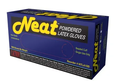 Neat™ Gloves, Latex, Lightly Powdered, Medium, 100/Box, Each