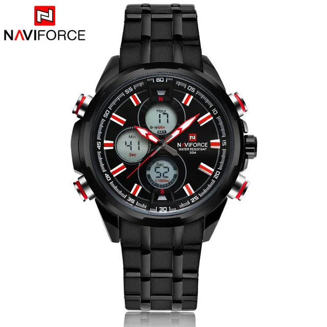 New NAVIFORCE Men's Quartz Digital Watch Men Sports Watches Military Army Full Steel Luxury Top Brand Wrist Watch LED Clock