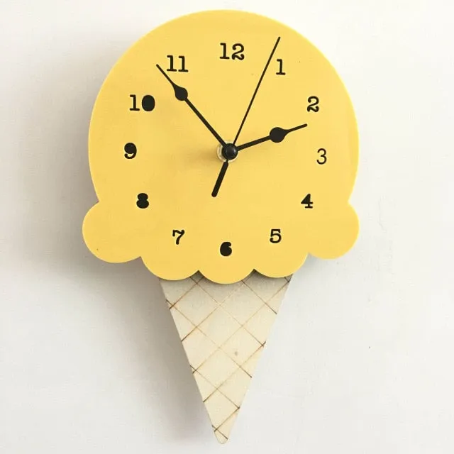 Nordic Ice Cream Wall Clocks Cartoon Mute Watch Wall Home Decor Kids Room Wall Decoration Cute Ornament Baby Gift Reloj De Pared