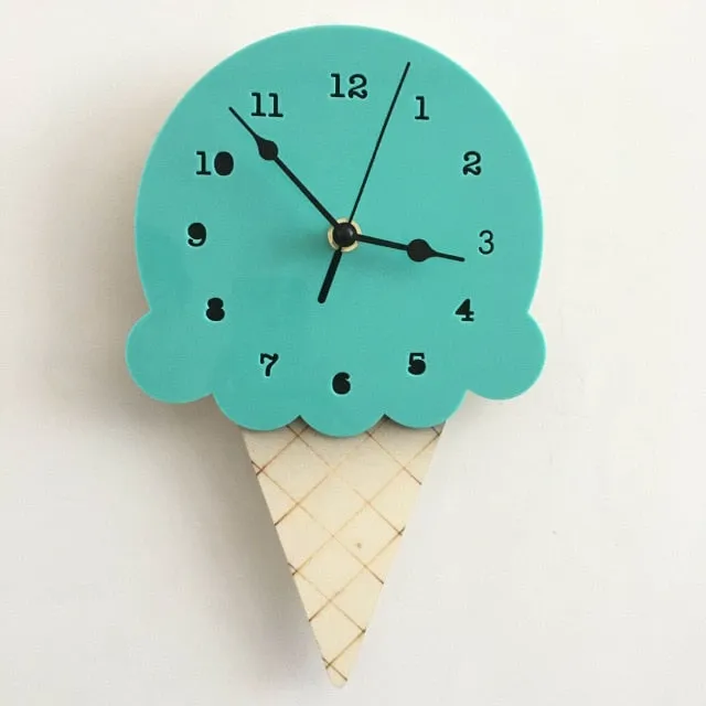 Nordic Ice Cream Wall Clocks Cartoon Mute Watch Wall Home Decor Kids Room Wall Decoration Cute Ornament Baby Gift Reloj De Pared