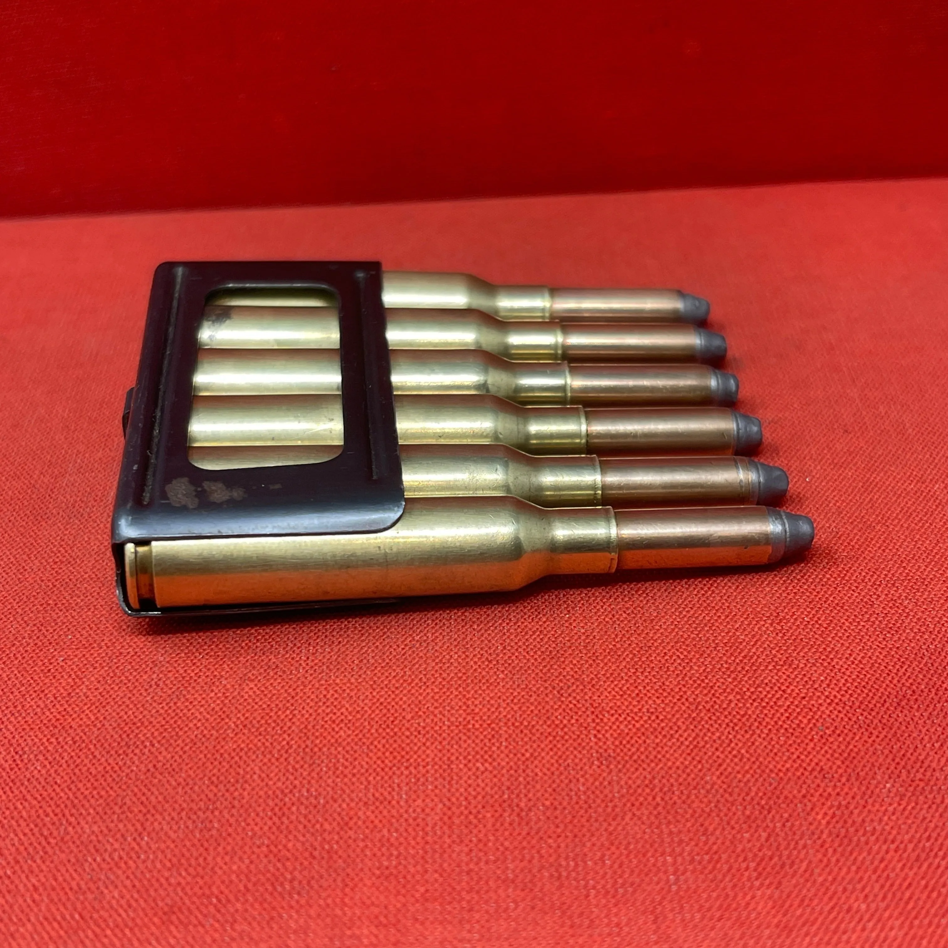 Original WWII 6 x 6.5mm Carcano Rounds in Clip (Inert)