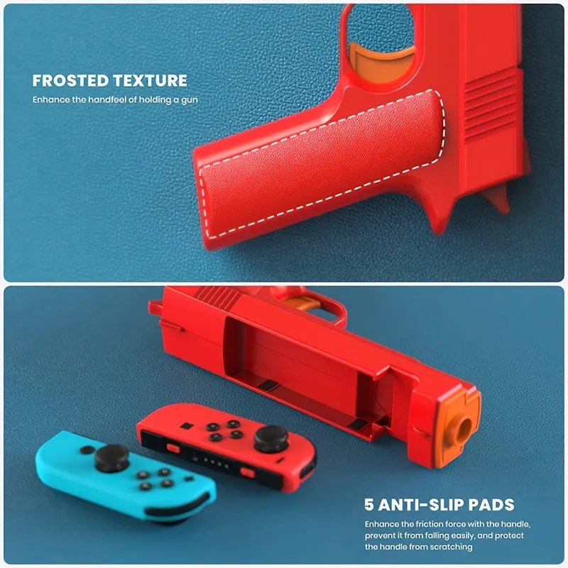 OUBANG Shooting Game Gun Controller Compatible With Switch/Switch OLED Joy-Con, Hand Grip Motion Controller For N-Switch Shooter Hunting Games.Gives Your Family And Friends A Great Game Experience (Blue   Red)