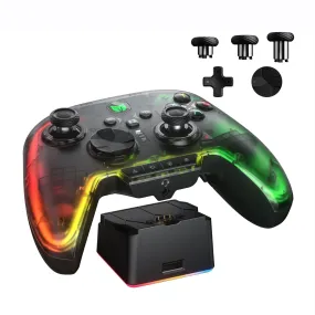 PC Controller, BIGBIG WON Wireless Controller Motion Control, Hall Trigger, ALPS Joystick, 3.5Mm Audio, Gaming Controller for PC Windows/Android/Ios/Switch Pro Controller (Rainbow 2 Pro&Charging Dock)