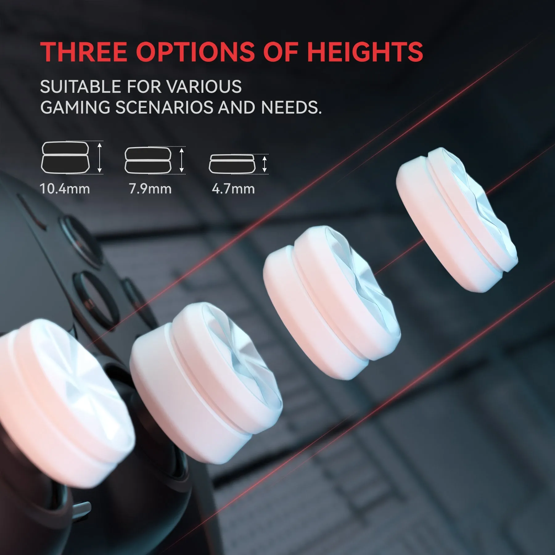 PlayVital 3 Height Hurricane Thumbs Cushion Caps Thumb Grips for ps5, for ps4, Thumbstick Grip Cover for Xbox Core Wireless Controller, Thumb Grips for Xbox One, Elite Series 2, for Switch Pro - White - PJM3063