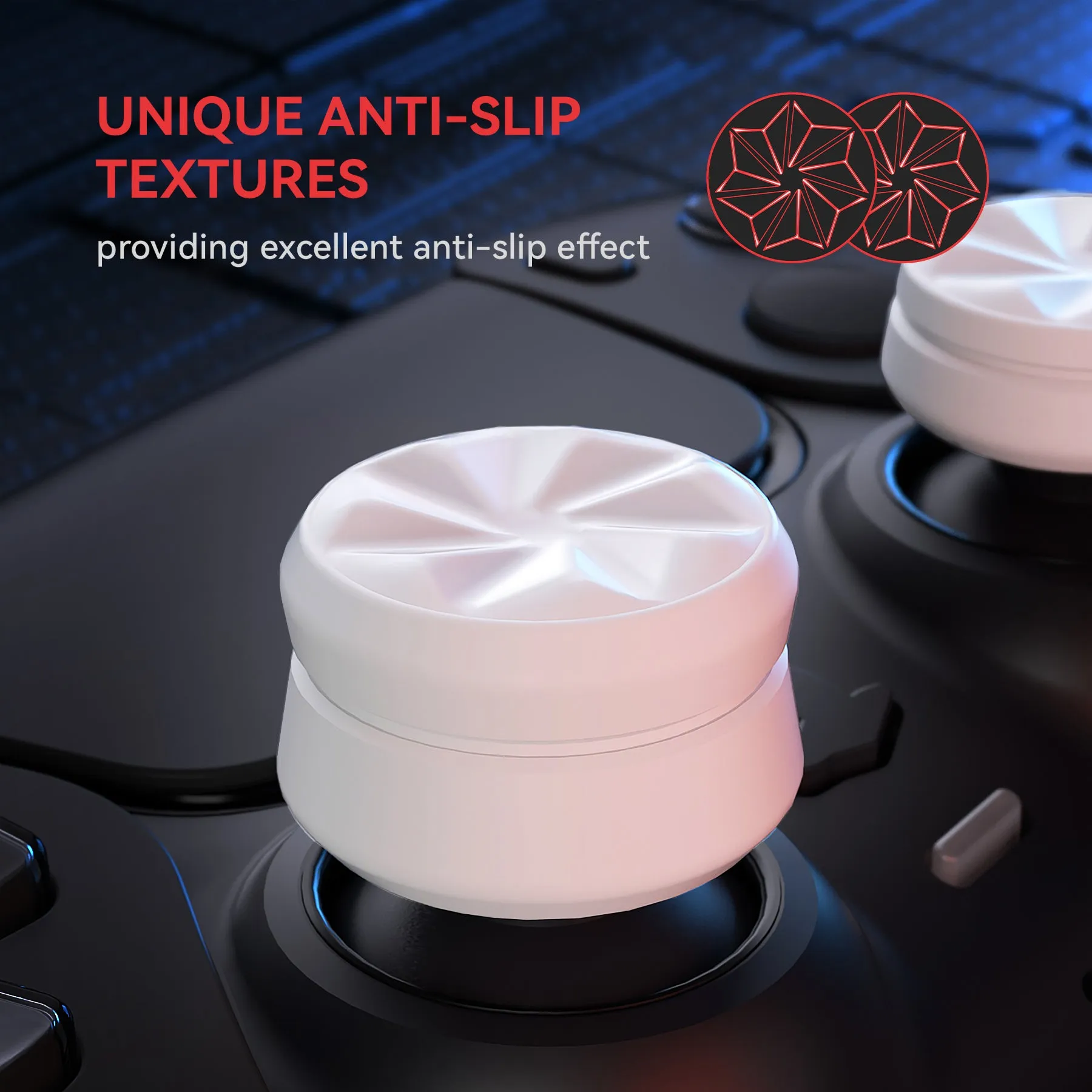 PlayVital 3 Height Hurricane Thumbs Cushion Caps Thumb Grips for ps5, for ps4, Thumbstick Grip Cover for Xbox Core Wireless Controller, Thumb Grips for Xbox One, Elite Series 2, for Switch Pro - White - PJM3063