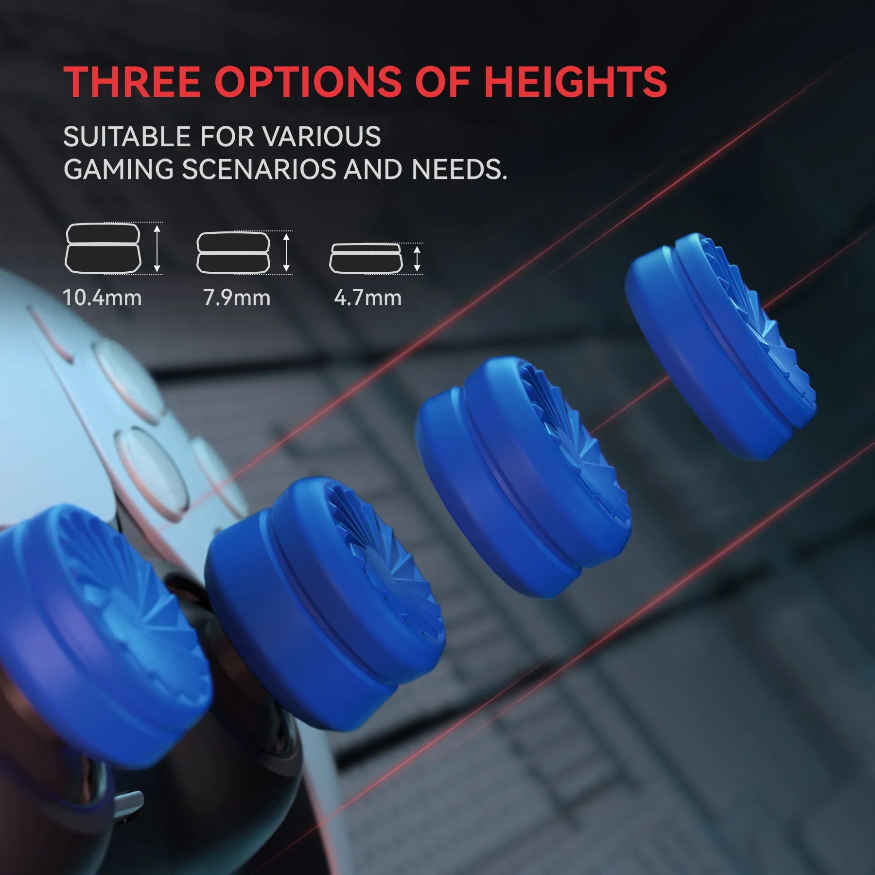 PlayVital 3 Height Turbine Thumbs Cushion Caps Thumb Grips for ps5, for ps4, Thumbstick Grip Cover for Xbox Core Wireless Controller, Thumb Grips for Xbox One, Elite Series 2, for Switch Pro - Blue - PJM3055