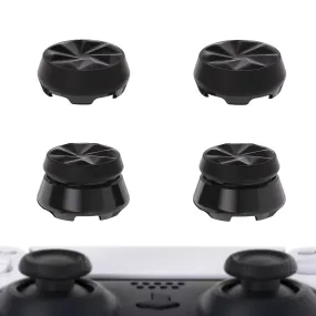 PlayVital Black Thumbs Pro Hurricane Thumbstick Extender Thumb Grips for ps5 Controller - 2 High Raise and 2 Mid Raise Concave - PJM4005