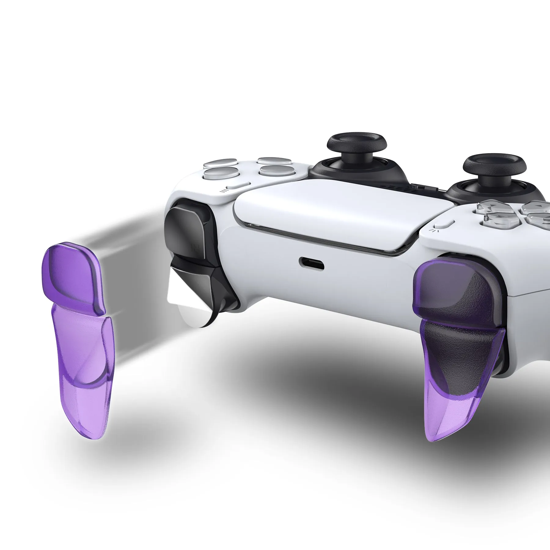 PlayVital BLADE 2 Pairs Shoulder Buttons Extension Triggers for ps5 Controller, Game Improvement Adjusters for PS Portal Remote Player, Bumper Trigger Extenders for ps5 Edge Controller - Clear Atomic Purple - PFPJ087