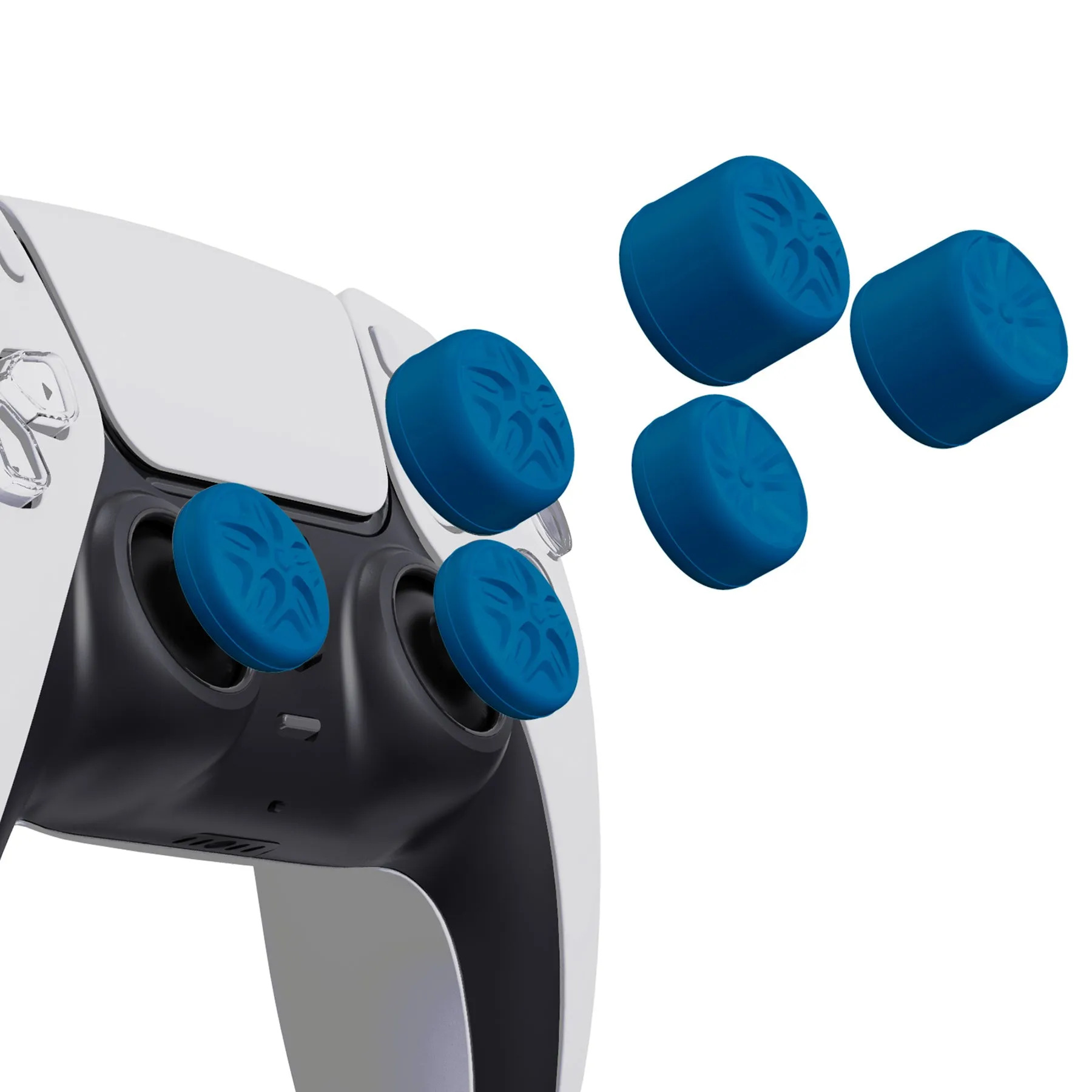 PlayVital Blue Ergonomic Analog Joystick Caps for Xbox Series X/S, Xbox One, Xbox One X/S, PS5, PS4, Switch Pro Controller - with 3 Height Convex and Concave - Pentagram & Rotary Wheels Design - PJM2020