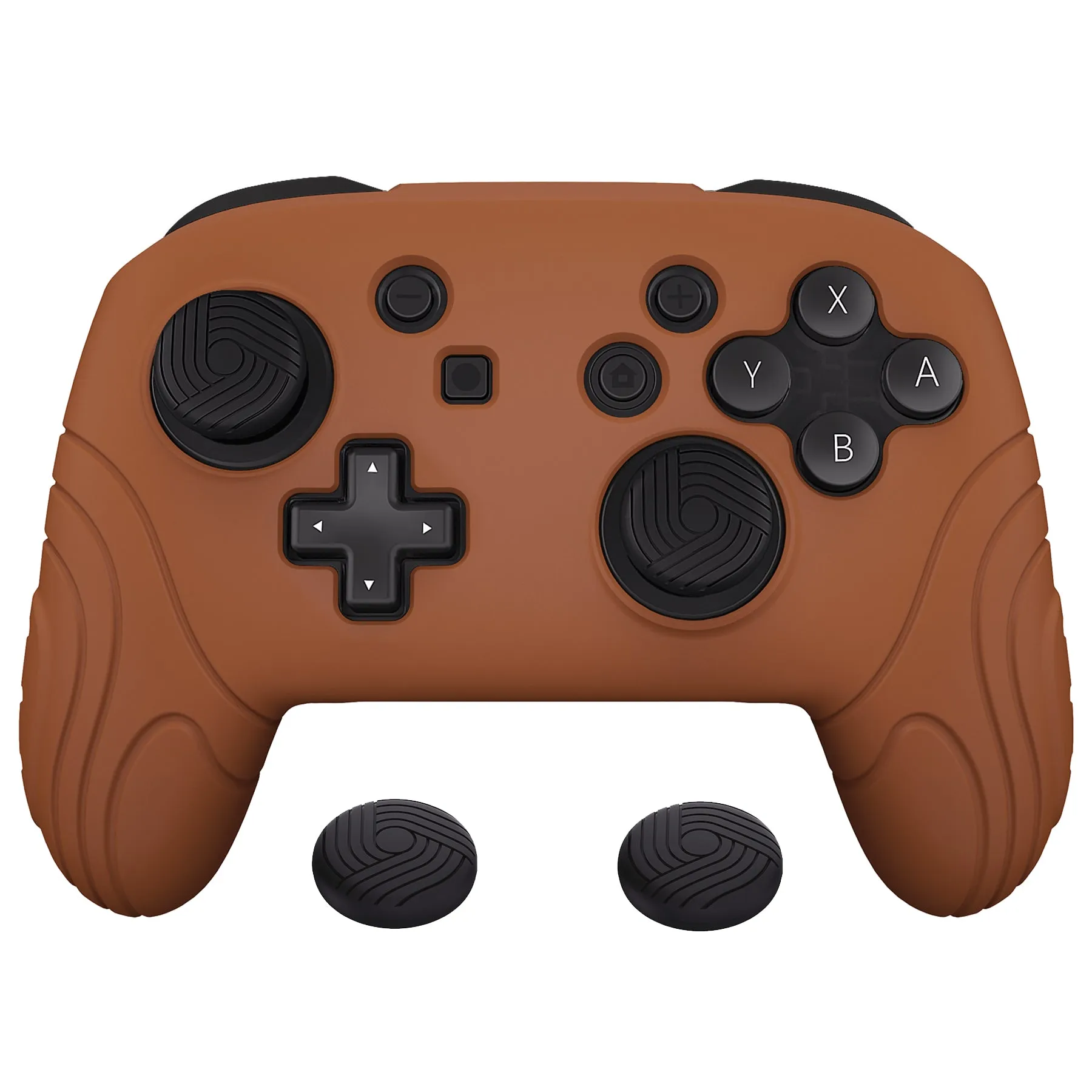 PlayVital Samurai Edition Ergonomic Silicone Skin Protective Case for Nintendo Switch Pro Controller, Soft Anti-slip Controller Grip Protector for Nintendo Switch Pro with Thumb Grip Caps - Signal Brown - EBNPP009