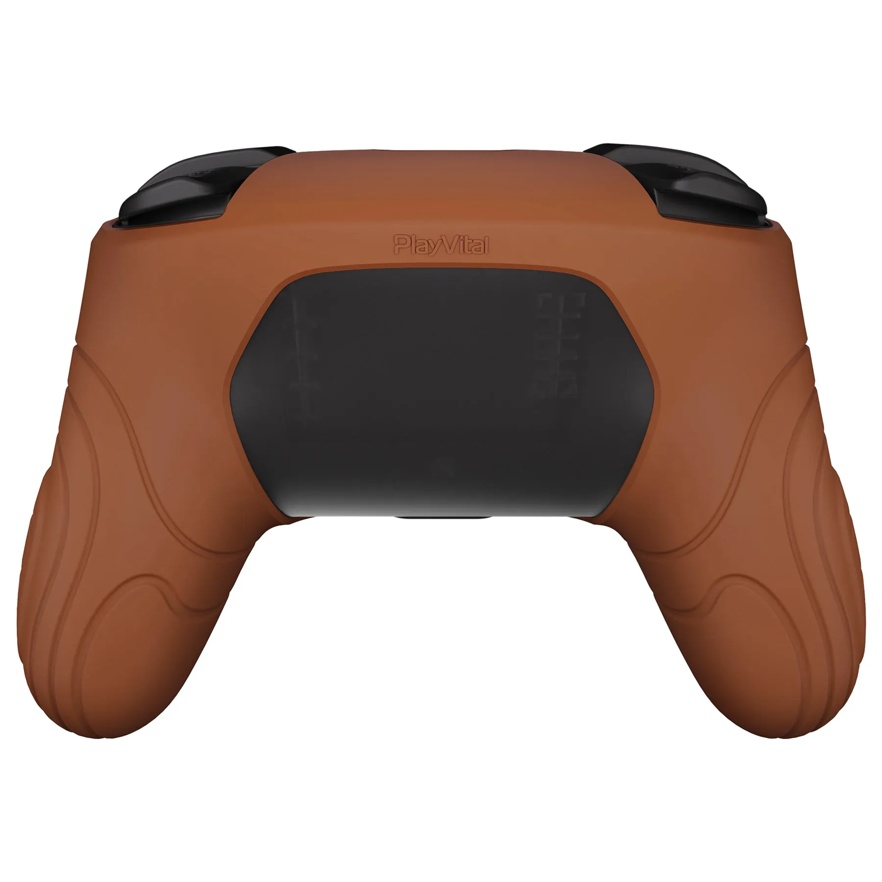 PlayVital Samurai Edition Ergonomic Silicone Skin Protective Case for Nintendo Switch Pro Controller, Soft Anti-slip Controller Grip Protector for Nintendo Switch Pro with Thumb Grip Caps - Signal Brown - EBNPP009