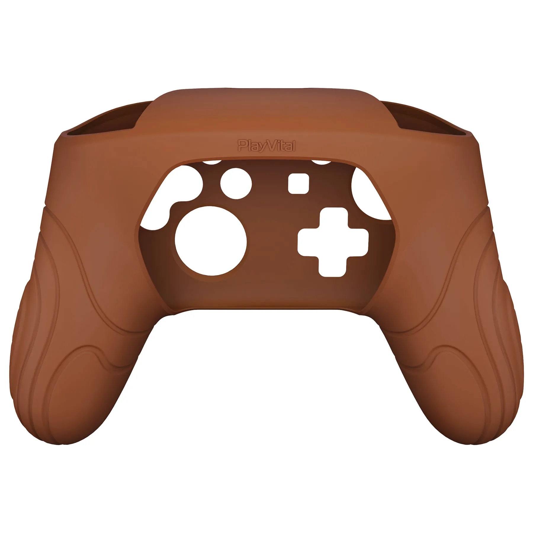 PlayVital Samurai Edition Ergonomic Silicone Skin Protective Case for Nintendo Switch Pro Controller, Soft Anti-slip Controller Grip Protector for Nintendo Switch Pro with Thumb Grip Caps - Signal Brown - EBNPP009