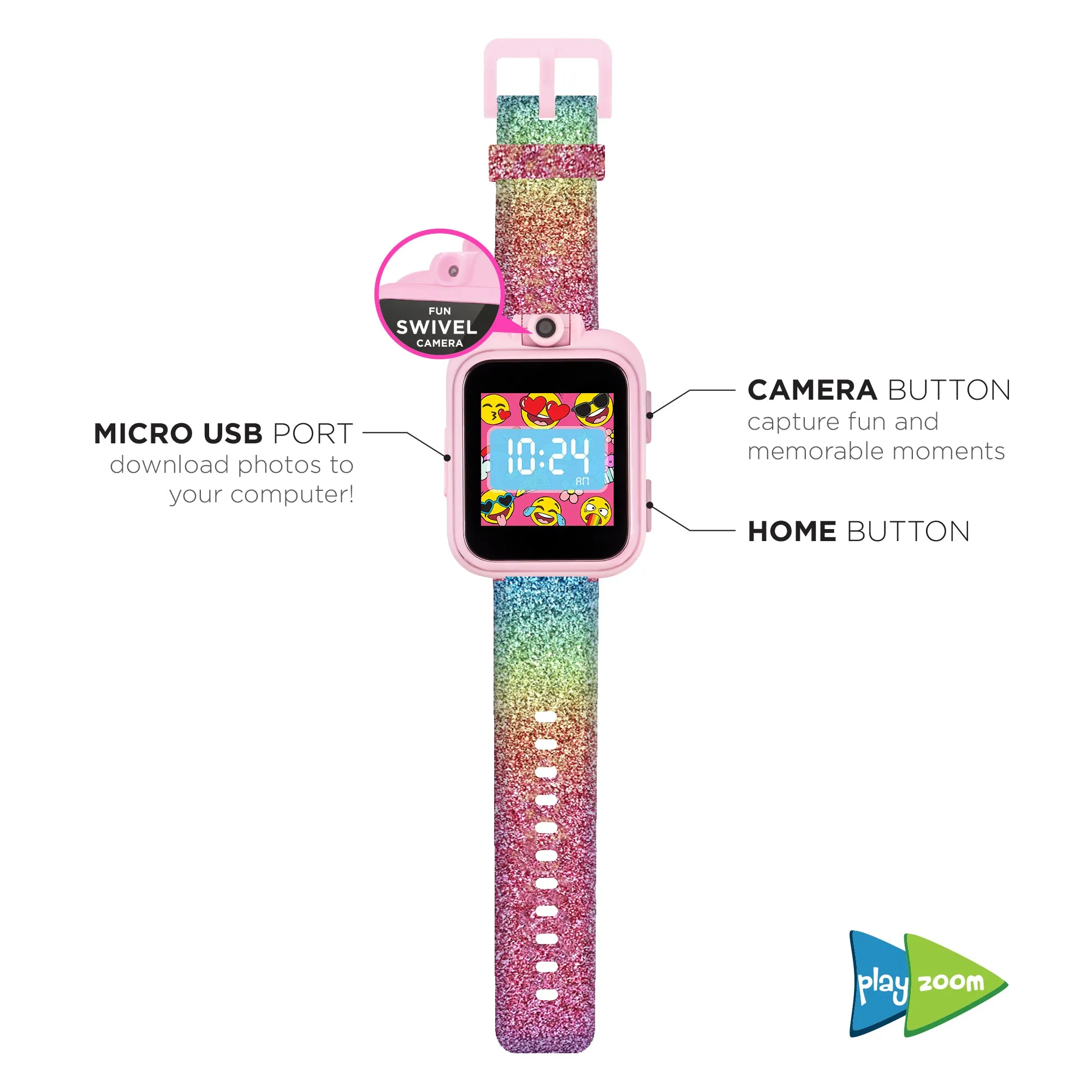 PlayZoom Smartwatch for Kids: Rainbow Glitter