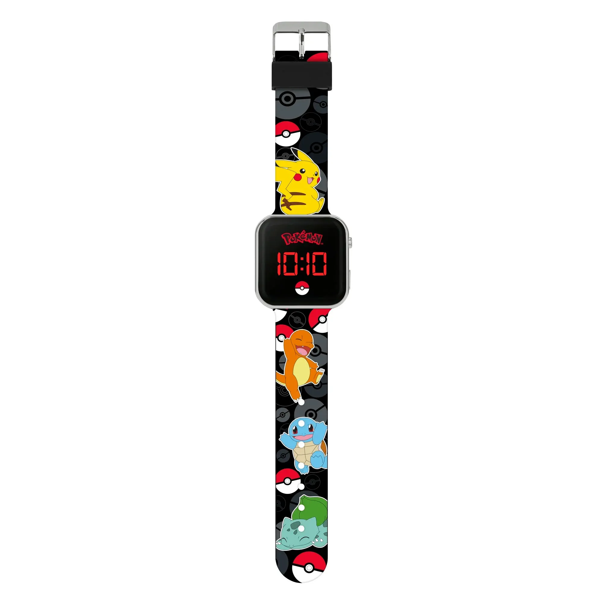 Pokemon Kids Digital Printed Black Silicone Strap Watch