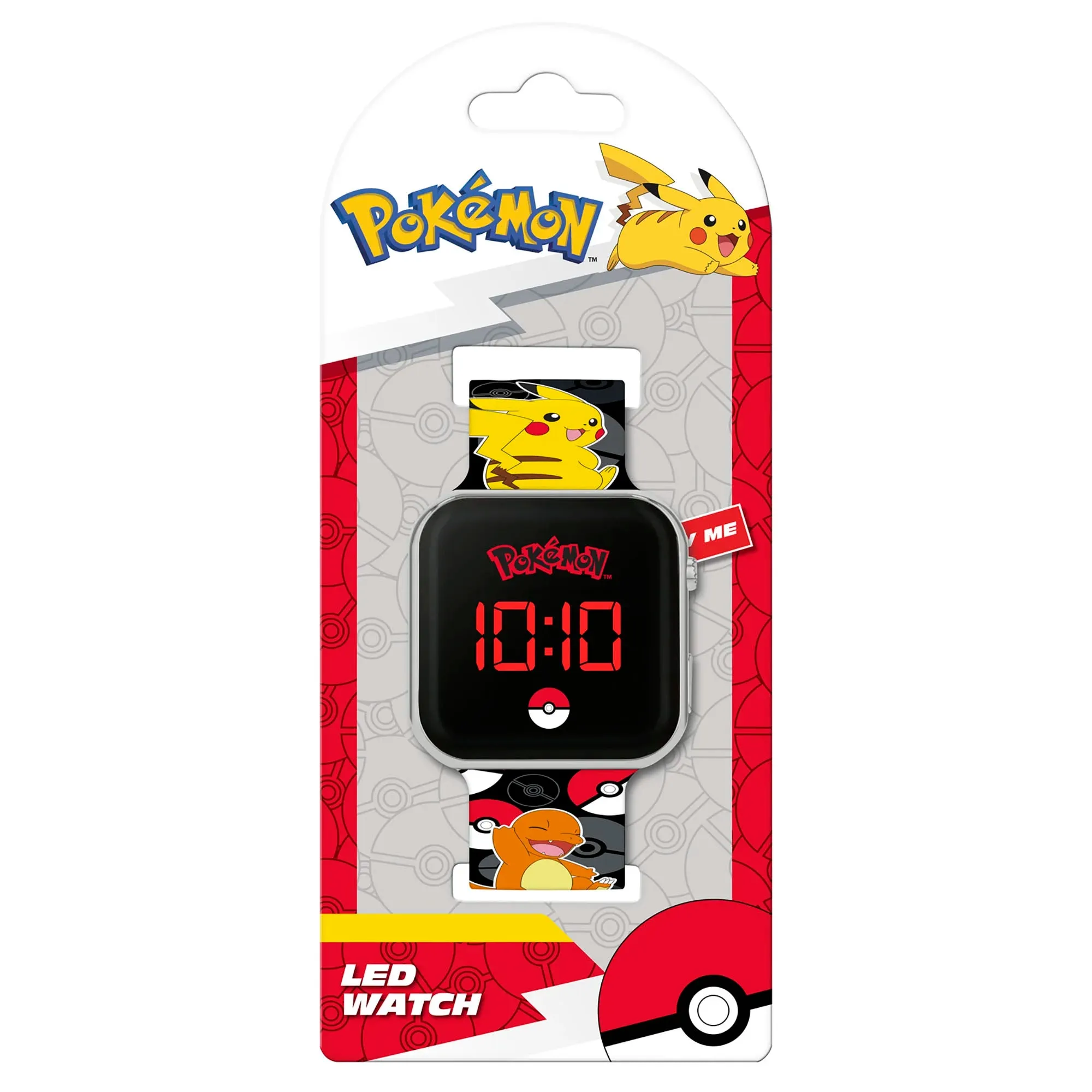 Pokemon Kids Digital Printed Black Silicone Strap Watch