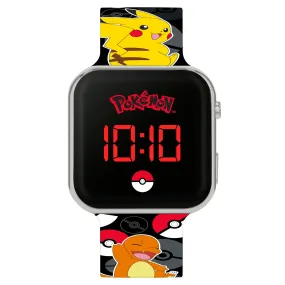 Pokemon Kids Digital Printed Black Silicone Strap Watch