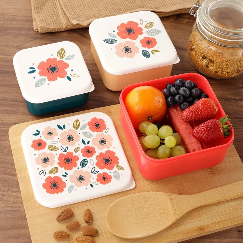 Poppy Fields Set of 3 Lunch Box Snack Pots