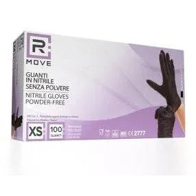 RMove 1Conf. da 100pz Tg.XS - Guanti Nitrile Nero Uso Medico Senza Polvere