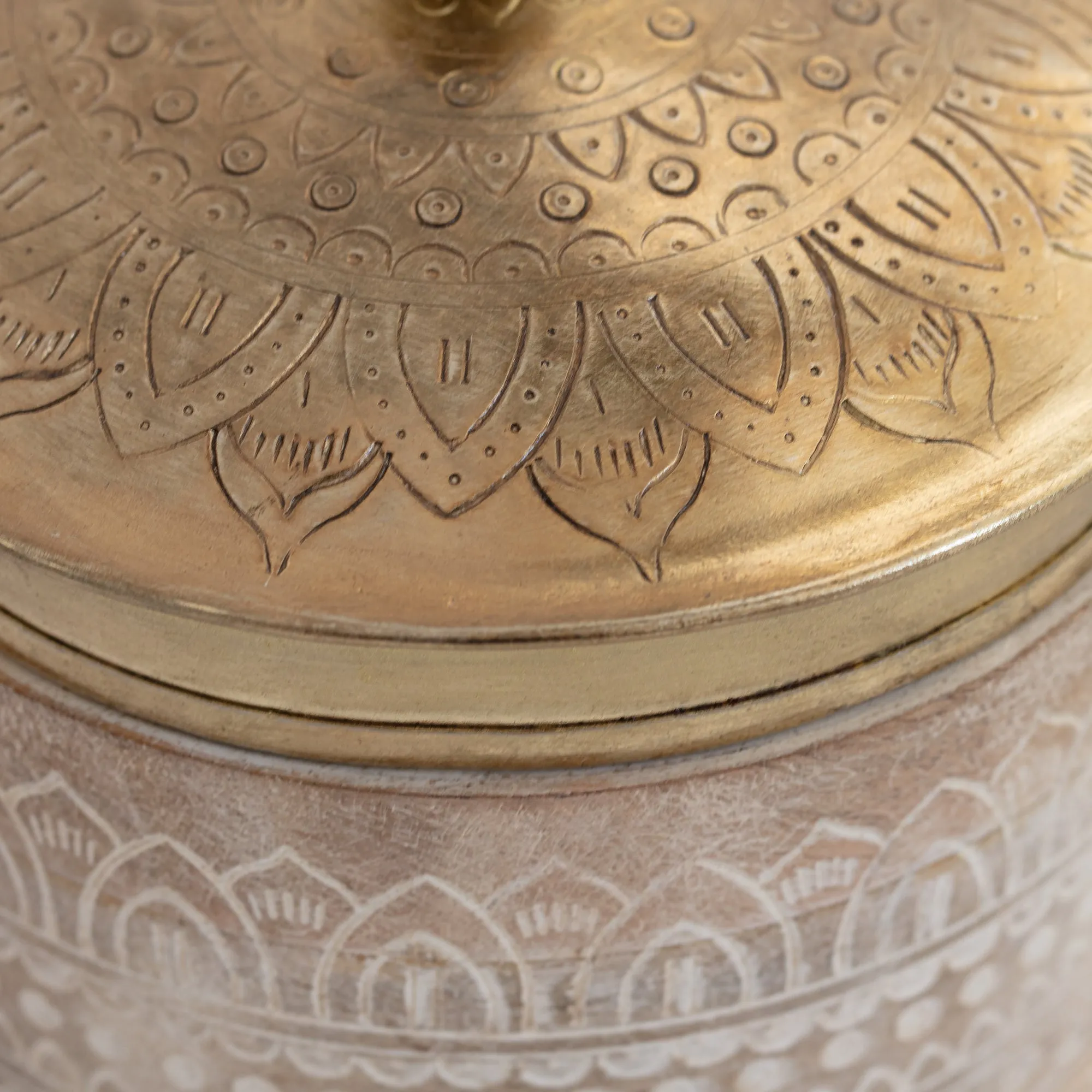 Round Hand-Carved Mango Wood Decorative Box