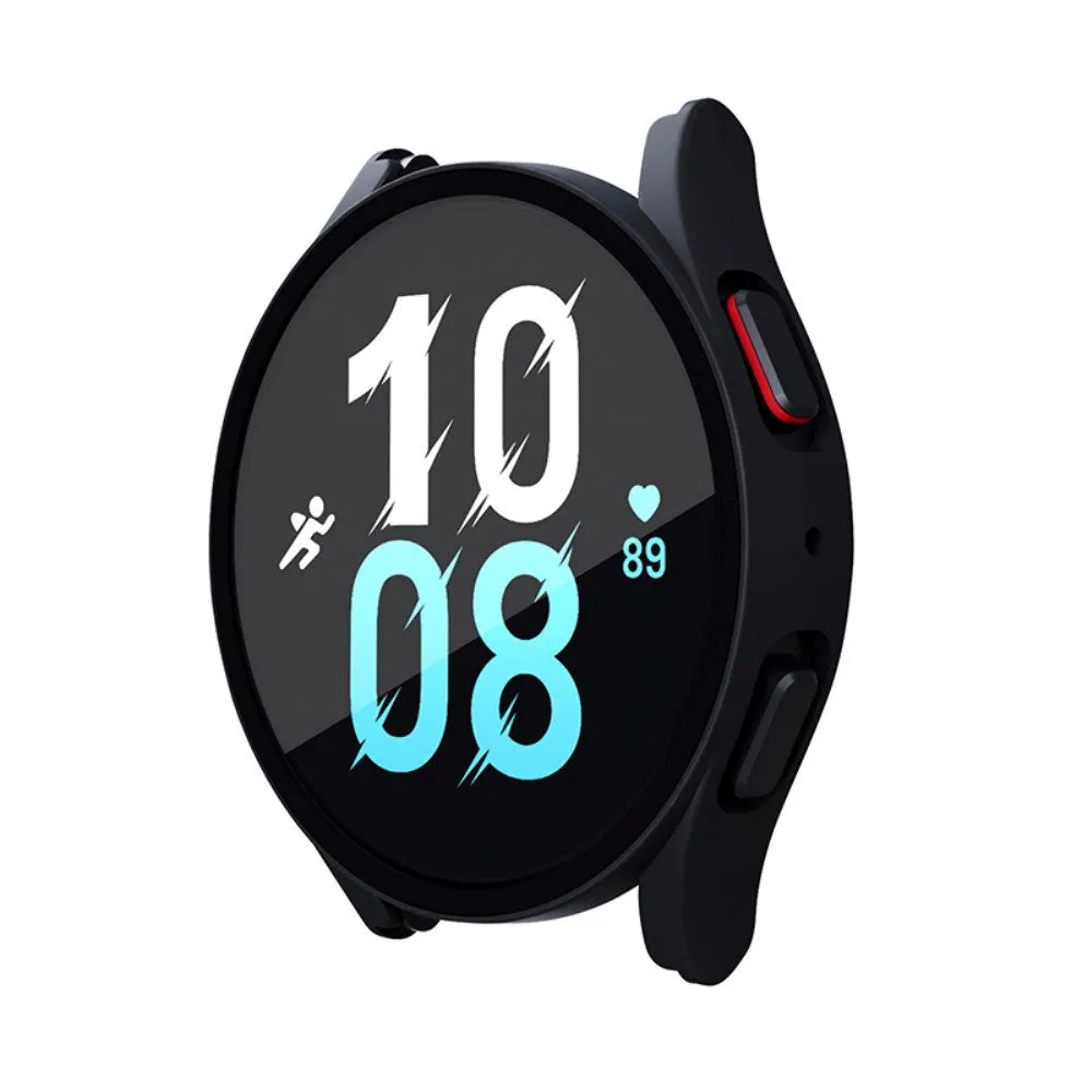 Samsung Galaxy Watch 4 / 5 (44mm) Hård Plast Cover m. Indbygget Skærmbeskyttelse - Sort