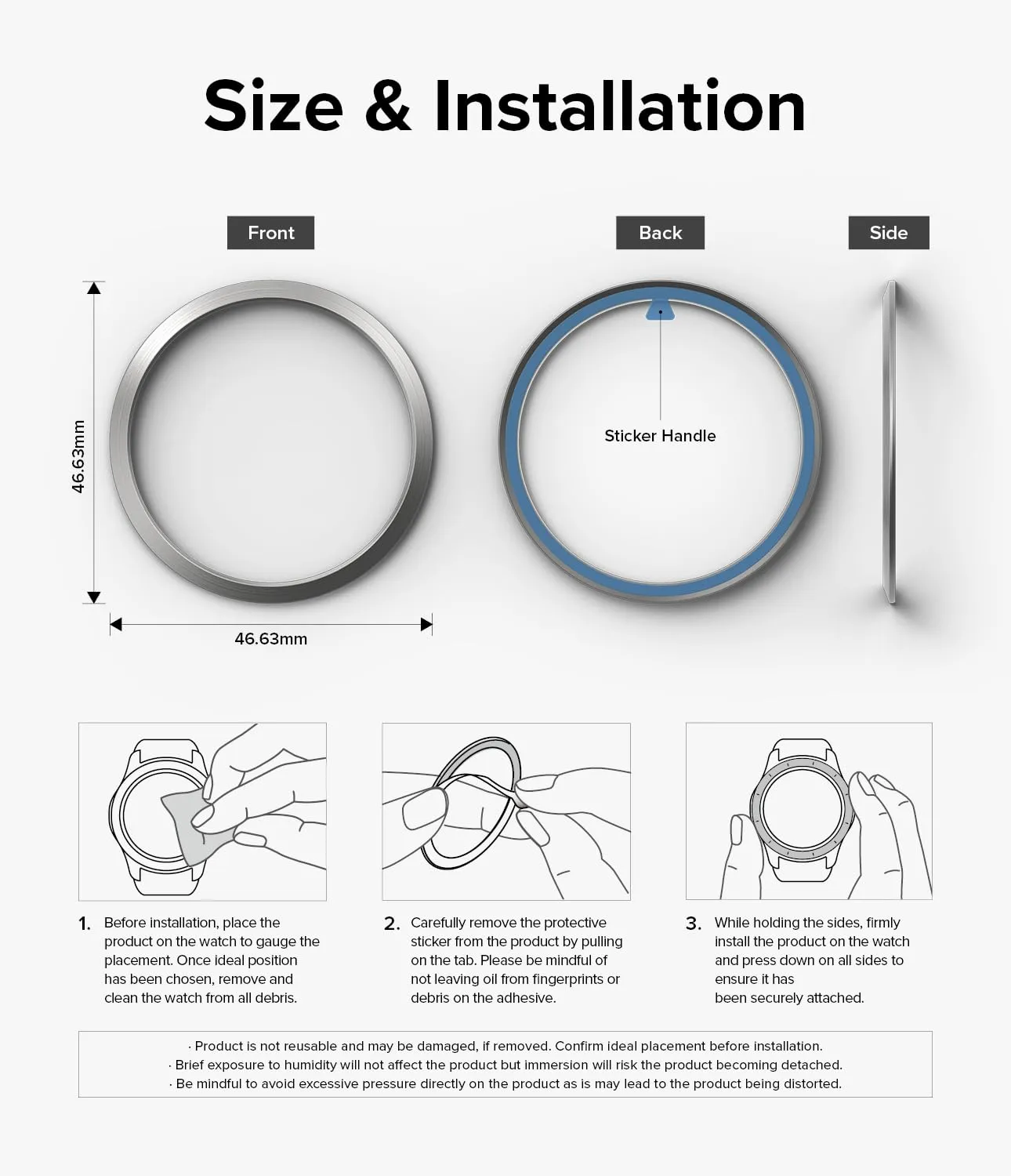 Samsung Galaxy Watch 6 Classic 47mm Case | Bezel Styling Case Adhesive Frame Ring Cover |