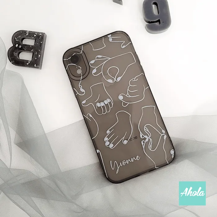 【Saranghae】Protective Black Translucent Phone Case 全包邊黑色透明名字軟殼