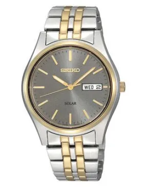 Seiko Solar Mens Watch - Gray Dial - Two-Tone - 10 Month Power Reserve - 36mm