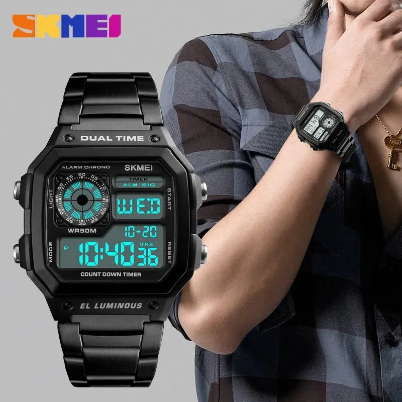 SKMEI 1335 Business Waterproof Stainless Steel Digital Watch