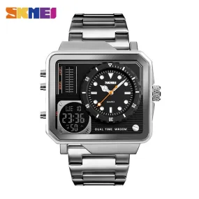 SKMEI Digital/Quartz Watch Men Stainless Steel Strap Wristwatches Double Time Display Male Clock Watches Relogio Masculino 1392