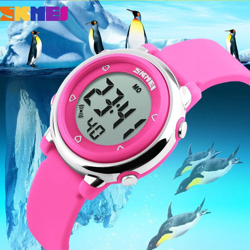 SKMEI Girl Watch Kids Boy children Watch LED Digital Wrist Sports Watch LED Waterproof Watch Fashion Colorful Jelly Rubber