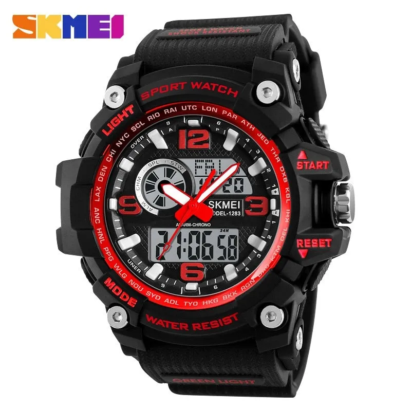 SKMEI New S Shock Men Sports Watches Big Dial Quartz Digital Watch For Men Luxury Brand LED Military Waterproof Men Wristwatches