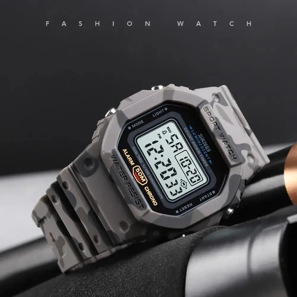 SKMEI Retro Style Dual Time Digital Sports Watch: Stylish Multifunction Men's Wristwatch