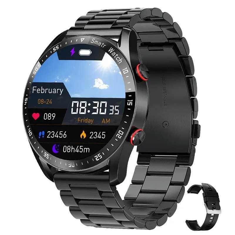 Sleek Stainless Steel Smart Watch Ecg Ppg with Large Bluetooth Screen