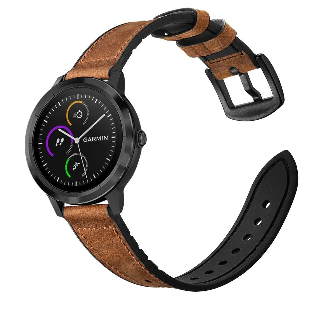 Smartwatch Læder Belagt Silikone Rem (20mm QuickFit) - Brun