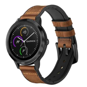 Smartwatch Læder Belagt Silikone Rem (20mm QuickFit) - Brun