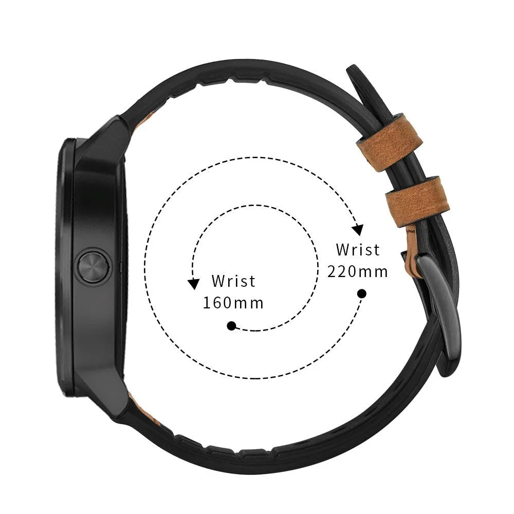 Smartwatch Læder Belagt Silikone Rem (20mm QuickFit) - Brun