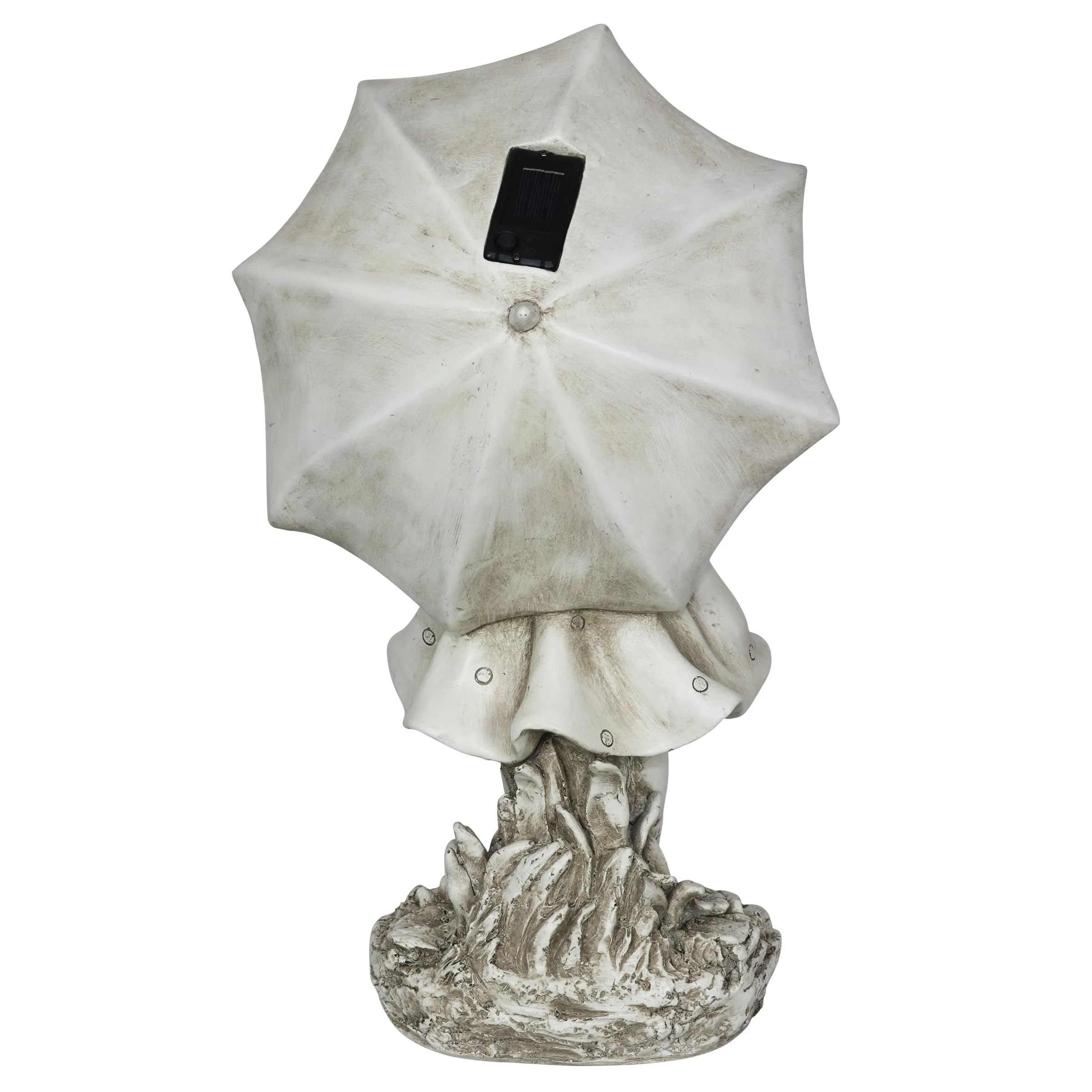 Solar Girl with Umbrella Statue in Natural Resin Finish, 19 Inch