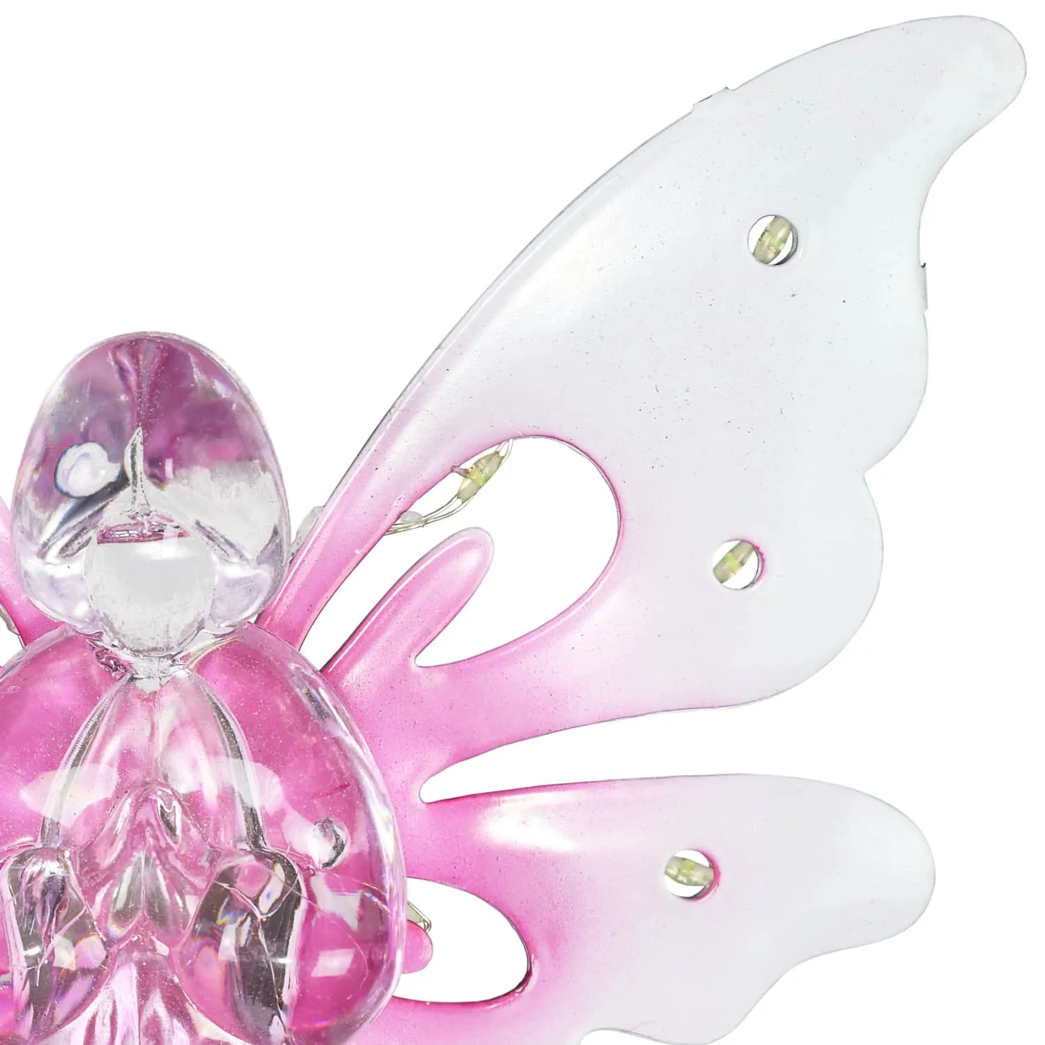 Solar Pink Acrylic Angel Stake with 13 LEDs, 6 Inch Body Size