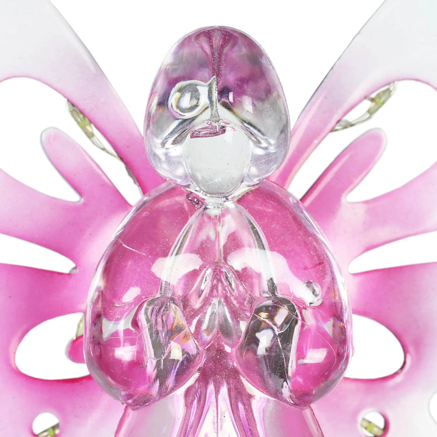 Solar Pink Acrylic Angel Stake with 13 LEDs, 6 Inch Body Size