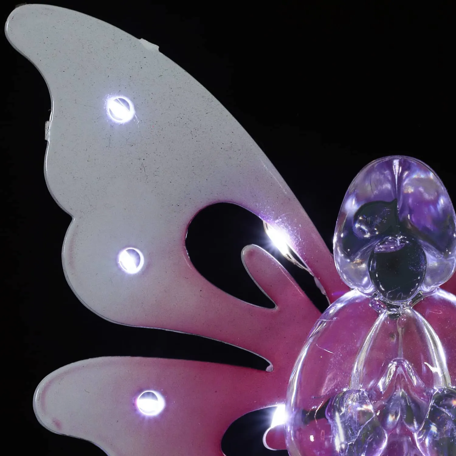 Solar Pink Acrylic Angel Stake with 13 LEDs, 6 Inch Body Size