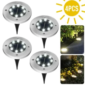 Solar Powered Outdoor Pathway LED Lights - Set of 4