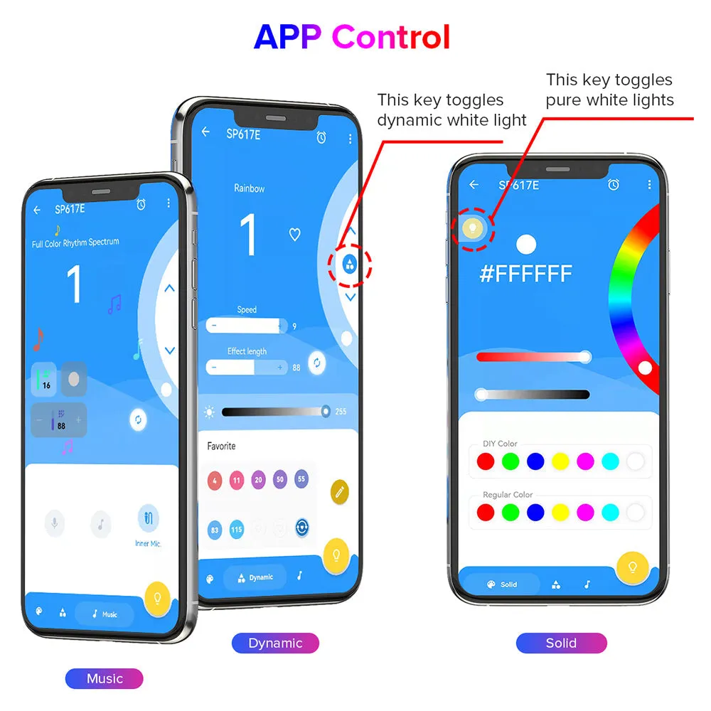 SP617E Bluetooth Music Controller Built-In Mic  SK6812 RGBW WS2814 TM1824 SM16704 UCS2904 App IOS Android