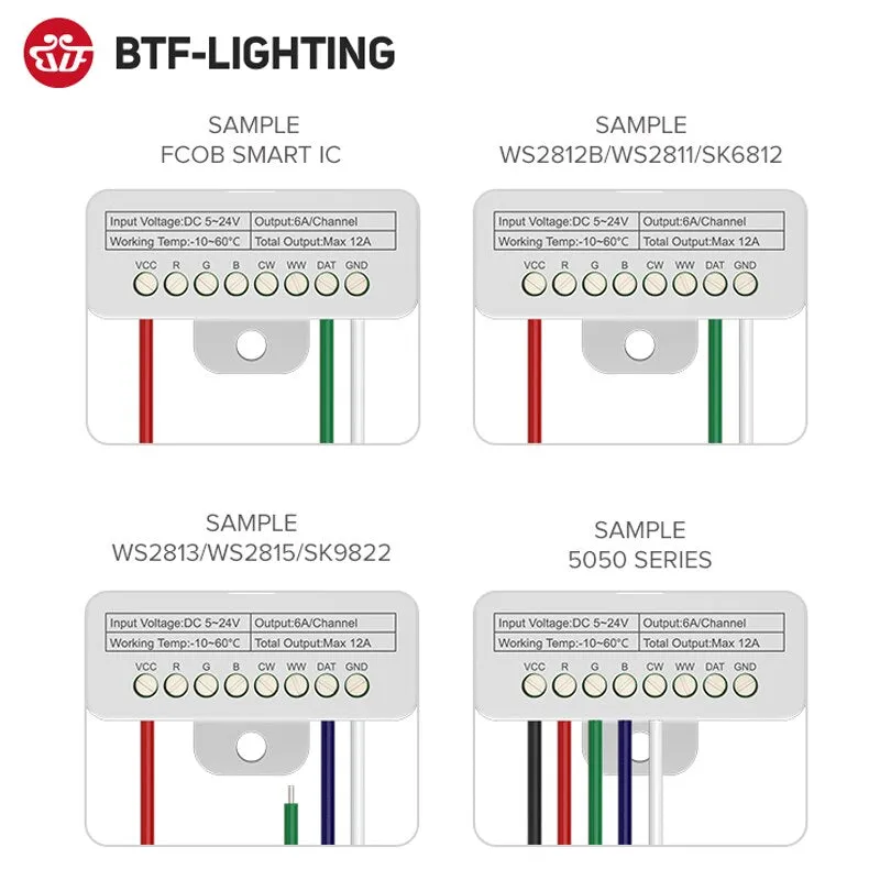 SP630E All In One LED Controller 5CH PWM SPI Pixels WS2812B WS2811 SK6812 FCOB 5050 RGB RGBW CCT Music BT