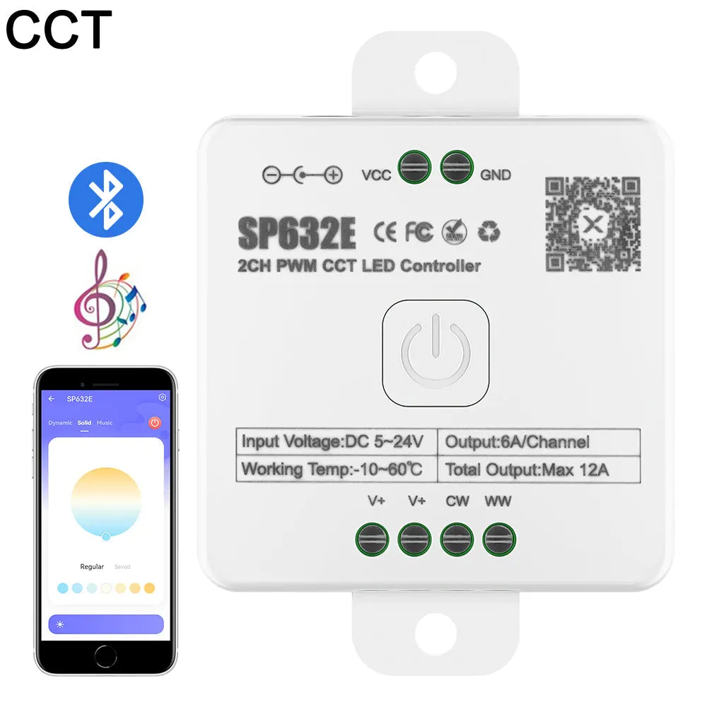 SP631E-SP635E PWM Controller Bluetooth Music Voice 5050 FCOB DIM CCT RGB RGBW RGBCCT LED Light Strip IOS Android 2.4G 5V-24V