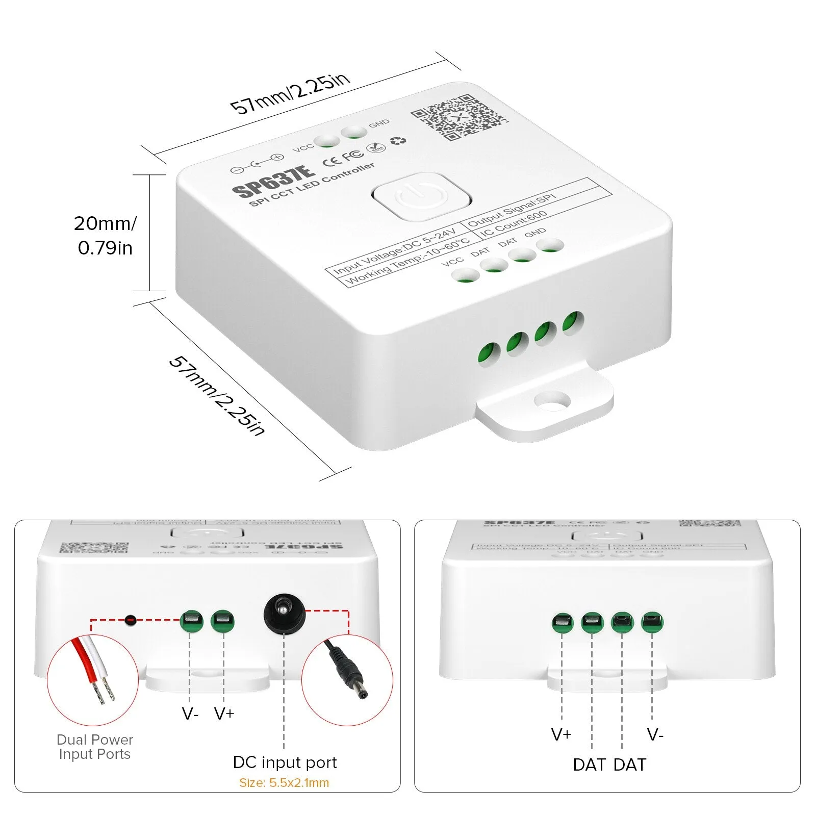 SP636E-SP639E Controller SPI FCOB WS2812B RGB SK6812 WS2814 RGBW Bluetooth Music IOS Android 2.4G 5V-24V