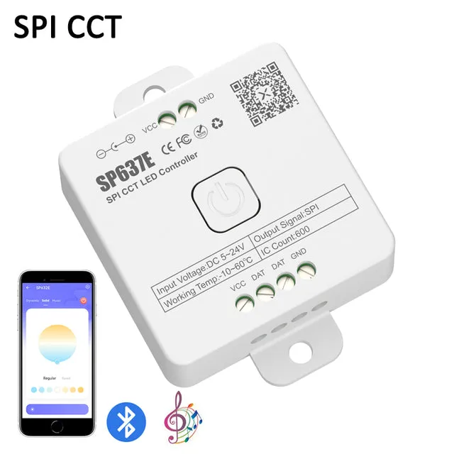 SP636E-SP639E Controller SPI FCOB WS2812B RGB SK6812 WS2814 RGBW Bluetooth Music IOS Android 2.4G 5V-24V