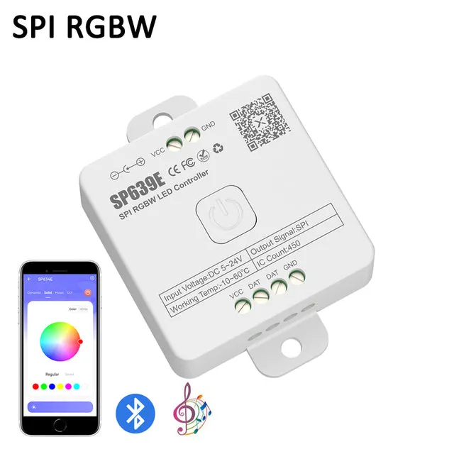 SP636E-SP639E Controller SPI FCOB WS2812B RGB SK6812 WS2814 RGBW Bluetooth Music IOS Android 2.4G 5V-24V