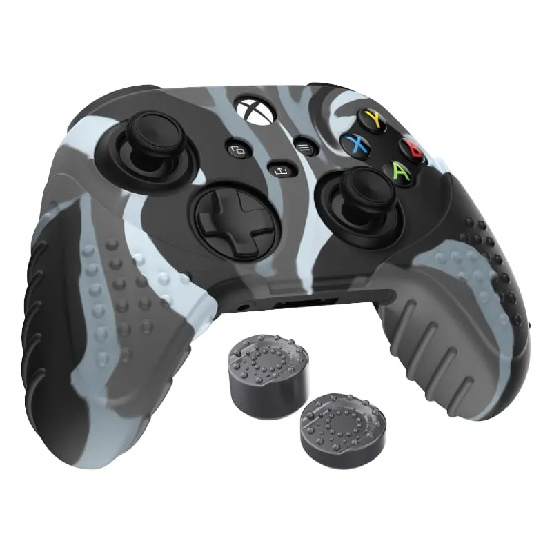 Sparkfox Xbox Series X Silicone Fps Grip Pack Skin And Thumb Caps - Camo Grey