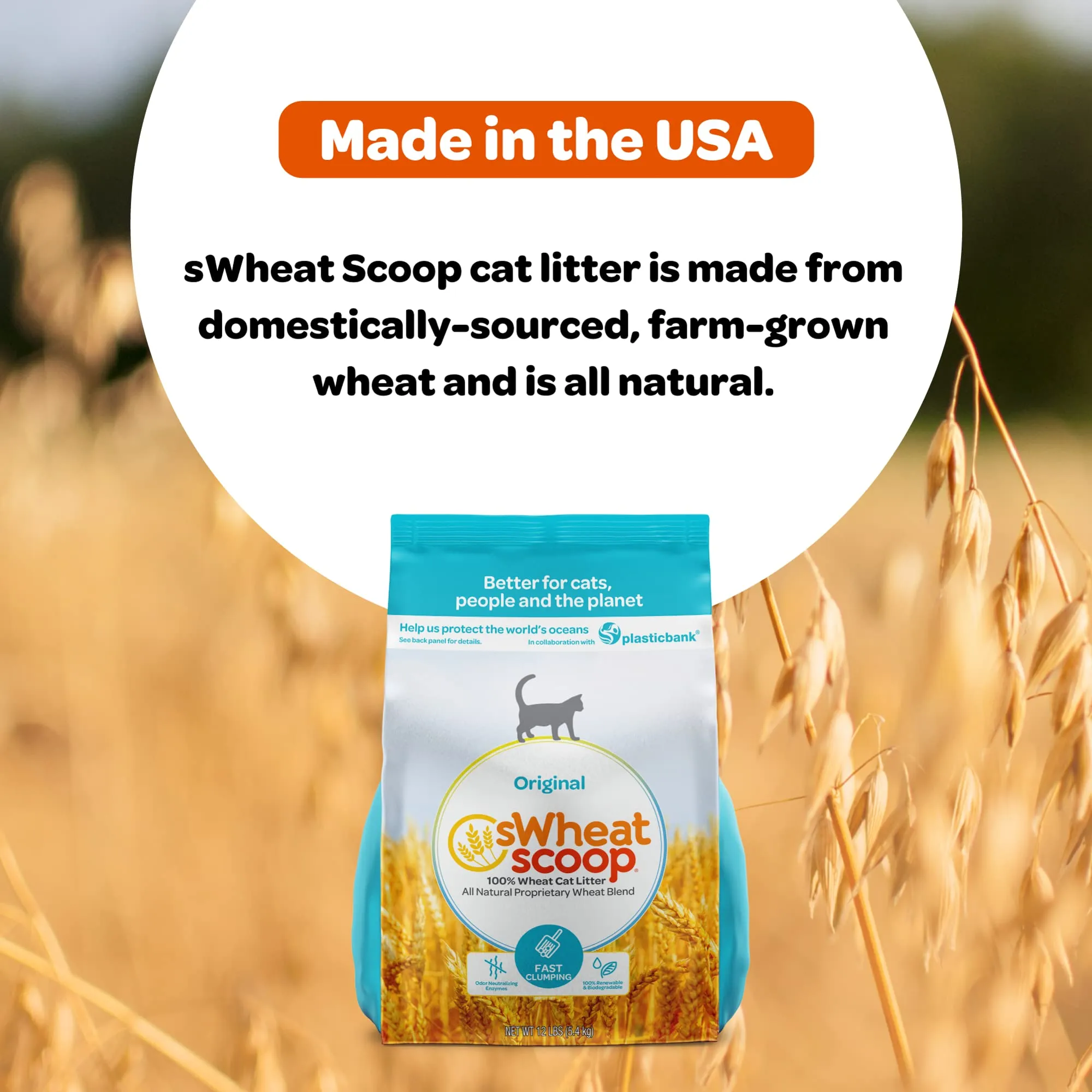 sWheat Scoop Wheat-Based Natural Cat Litter - Fast Clumping 12 Pound Bag